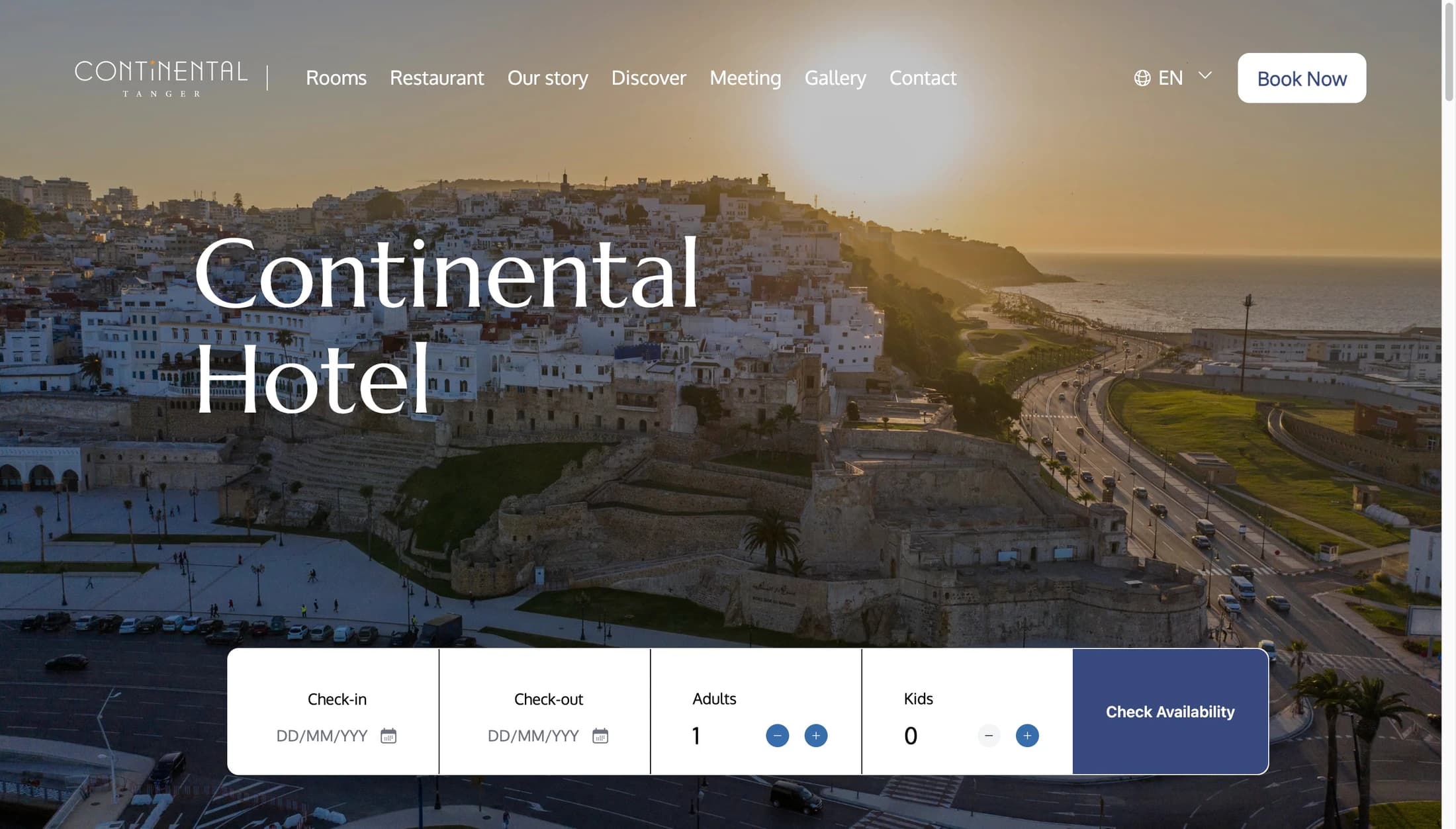 Continental website built with Hotel UI