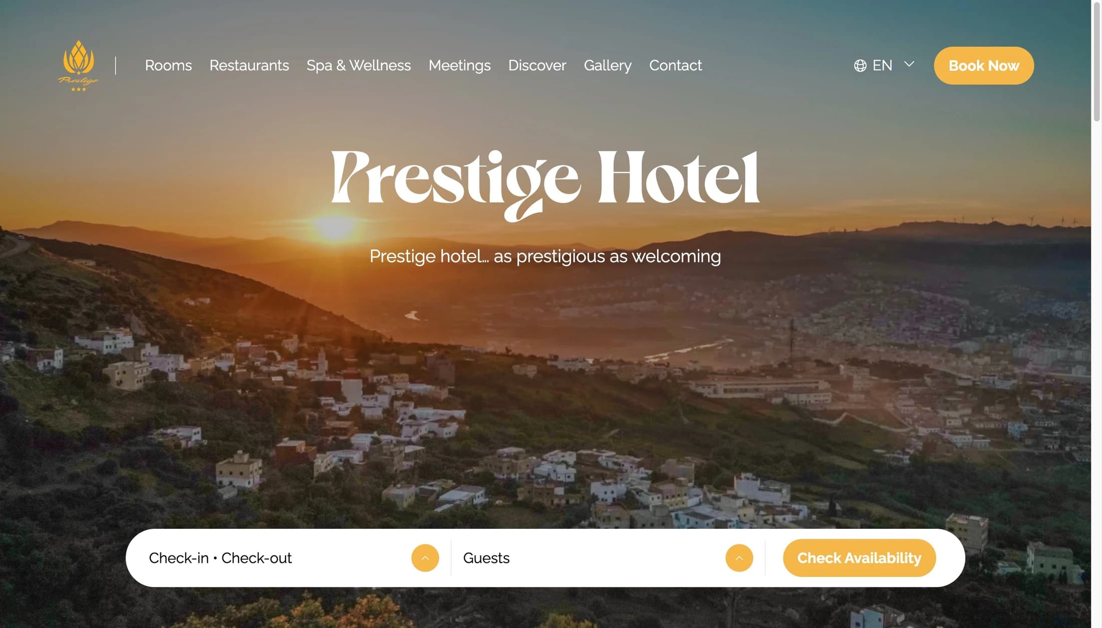 Prestige website built with Hotel UI