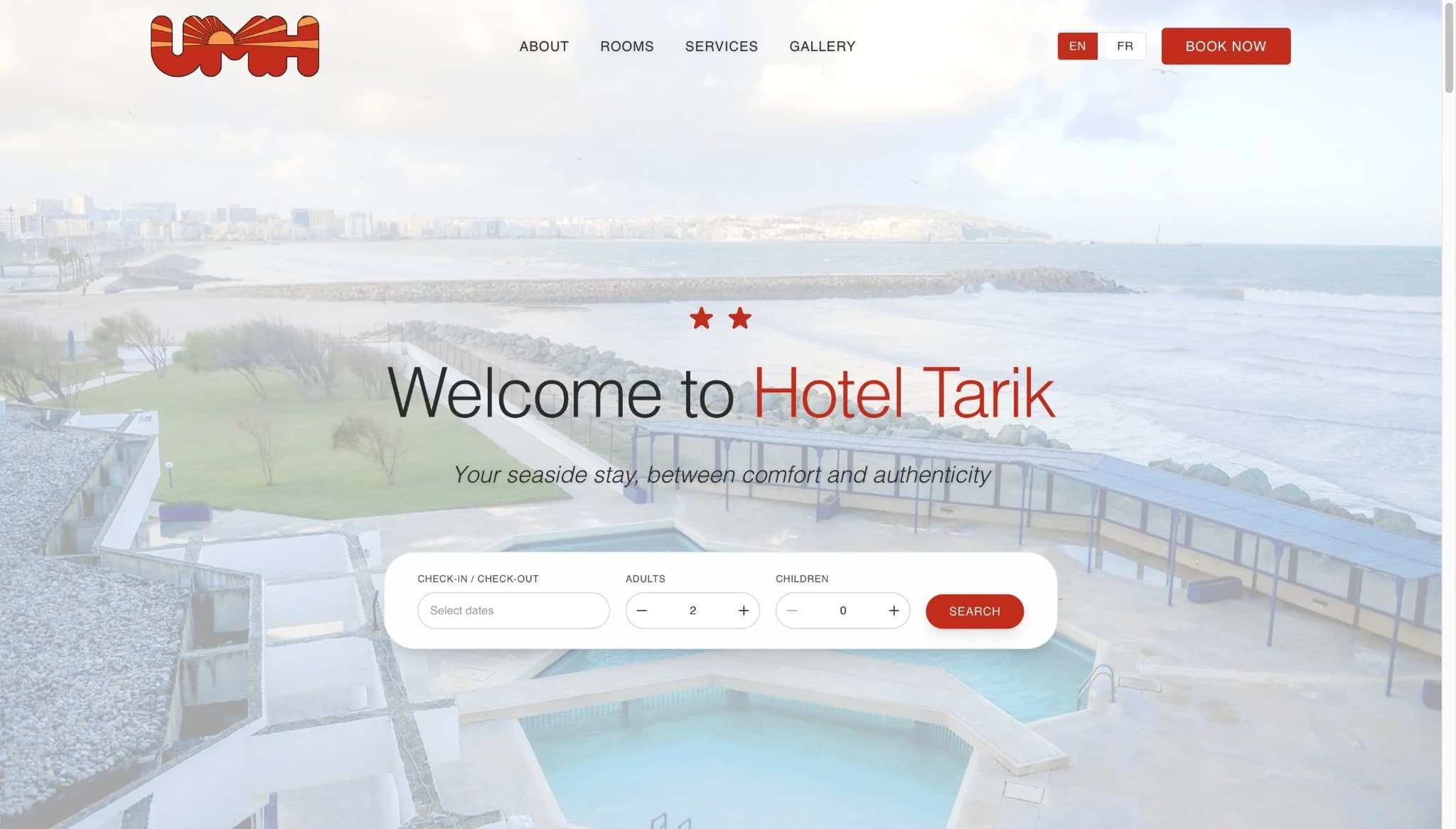Hotel Tarik website built with Hotel UI