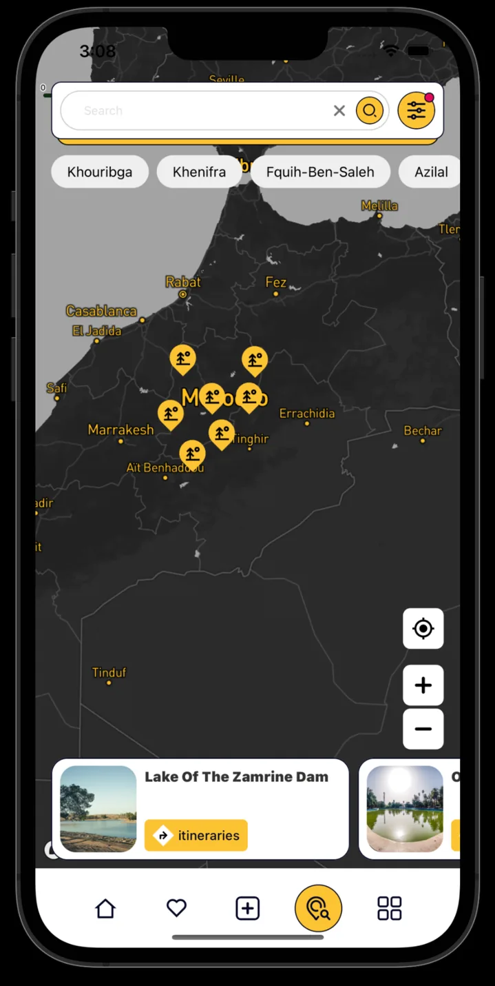 Béni Mellal-Khénifra app map screen