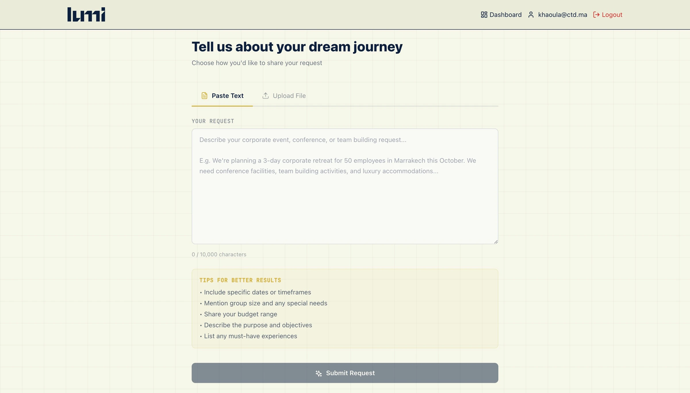 Lumi RFP request form
